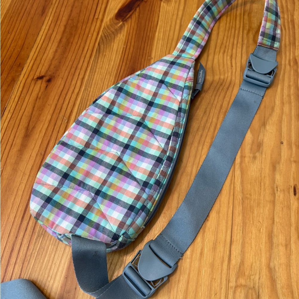 Vera Bradley GINGHAM PLAID Essential Compact 13" Cotton Sling Backpack - Picture 4 of 9